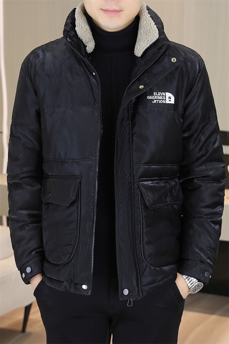 冬季加厚棉衣男休闲立领PU棉衣防水潮流皮衣棉服外套X19809-P120,男装皮衣,星座310B-3