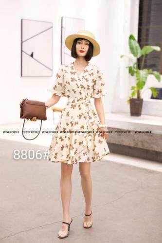 夏季新款蝴蝶结连衣裙，女装连衣裙，云落伊里