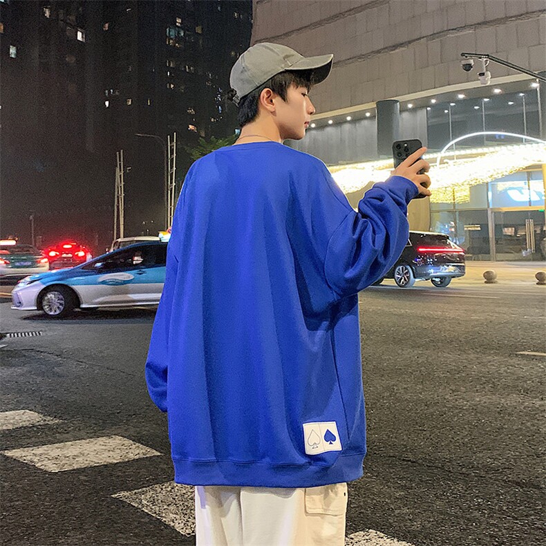 Y5032 P35秋季港风圆领卫衣男宽松长袖T恤打底衫外套图片