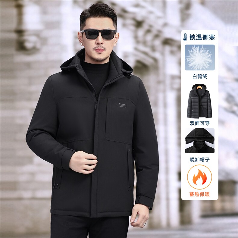 2025新款中年户外双面穿羽绒服外套男士冬款休闲一衣三穿羽绒服,男装羽绒服,钱塘723