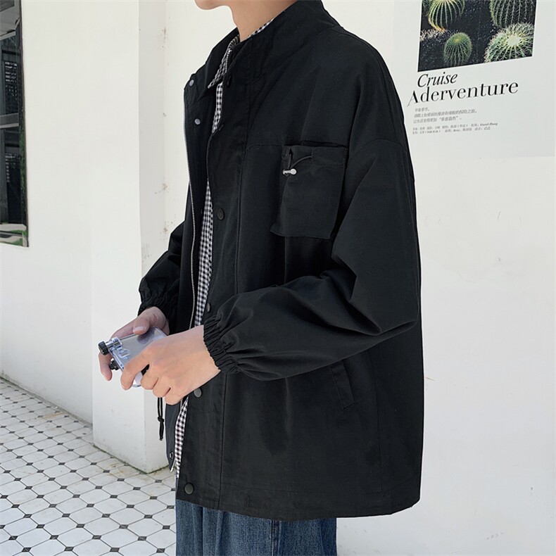港风新款立领夹克外套宽松休闲上衣Y25 P40图片