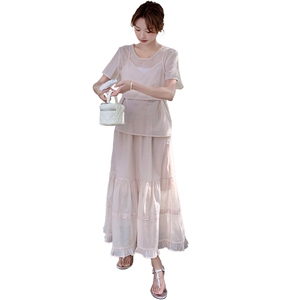 高端时尚套装裙女2025夏季新款洋气宽松系带收腰小衫吊带裙套装图片