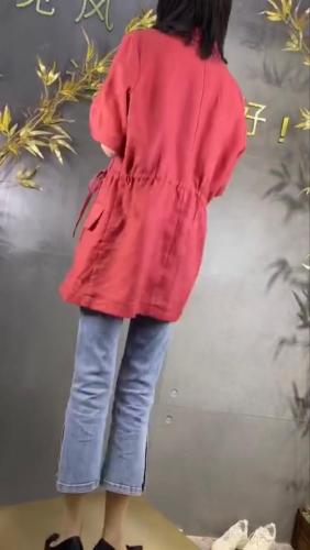 SGH2113夏季新款女装韩版气质西装领双口袋抽绳收腰外套,女装西装,L·H·X