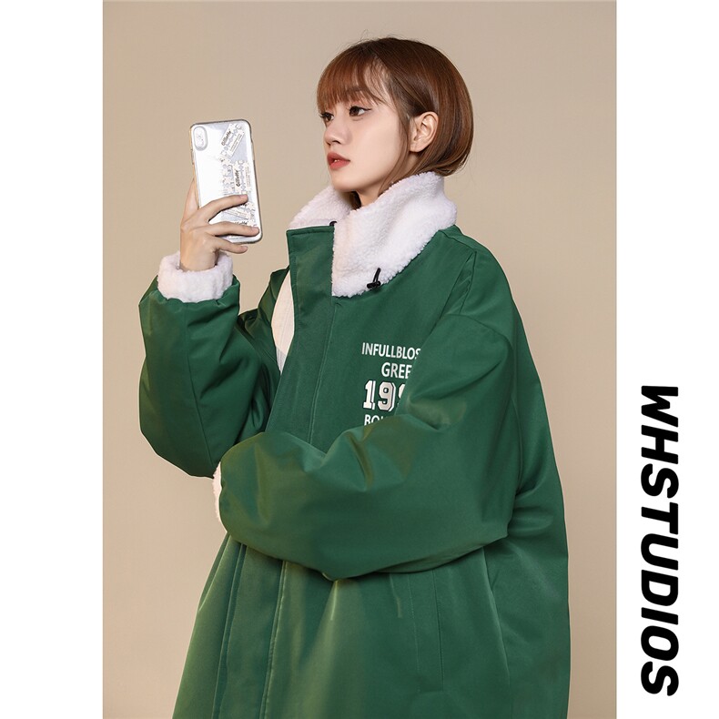 中性22冬季潮流字母印花两面穿摇粒绒立领棉衣外套MY227P135控168，男装棉衣，A247A