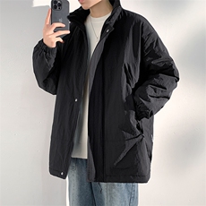 冬季潮牌日系纯色简约加绒加厚保暖防寒休闲棉服外套MY9079-P100，男装棉衣，电商A128