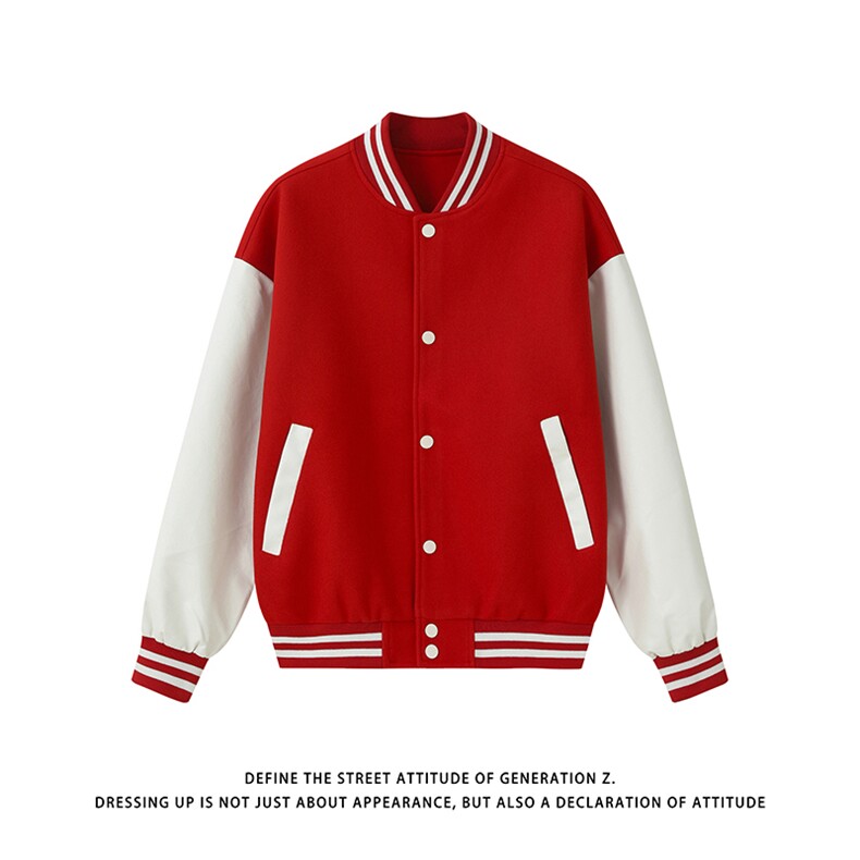 白底-美式棒球服男士秋新款百搭夹克外套 9112-P68图片