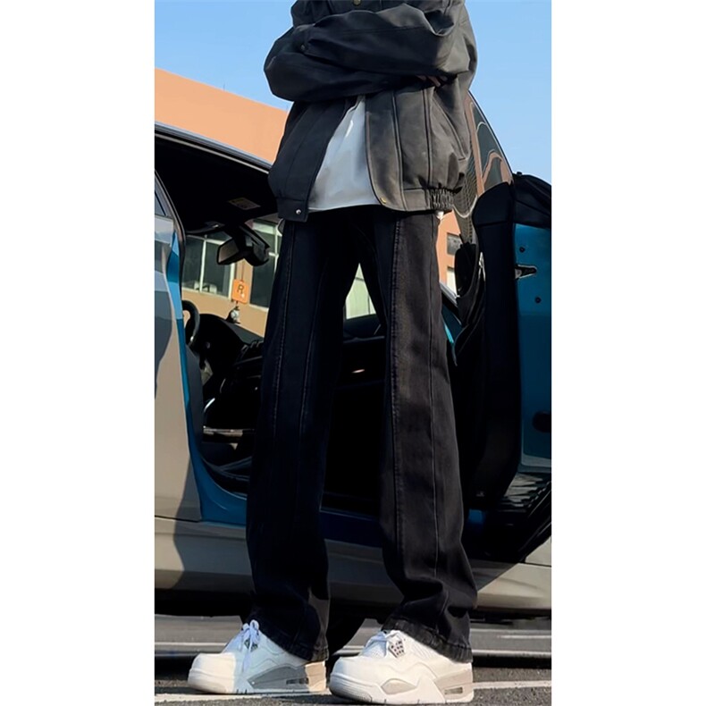B221美式ins高街暗黑小众个性修身微喇牛仔裤LK24215-特P48控78,男装牛仔裤,电商B221