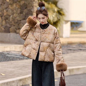 新中式90提花羽绒服2025年冬季新款高级感优雅气质白鸭外套图片