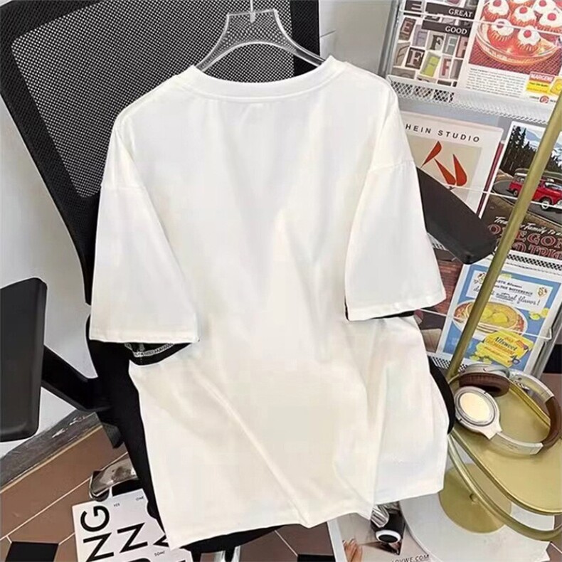 高品质二开240克宽松纯棉美式高街痞帅拼接工艺短袖T恤特P25,男装T恤,电商A486