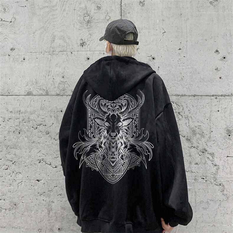 2023春季新款重磅大码麂皮绒连帽开衫夹克XZ301D-4-BK39-P65,男装夹克,电商B251A(原星座301D-4)