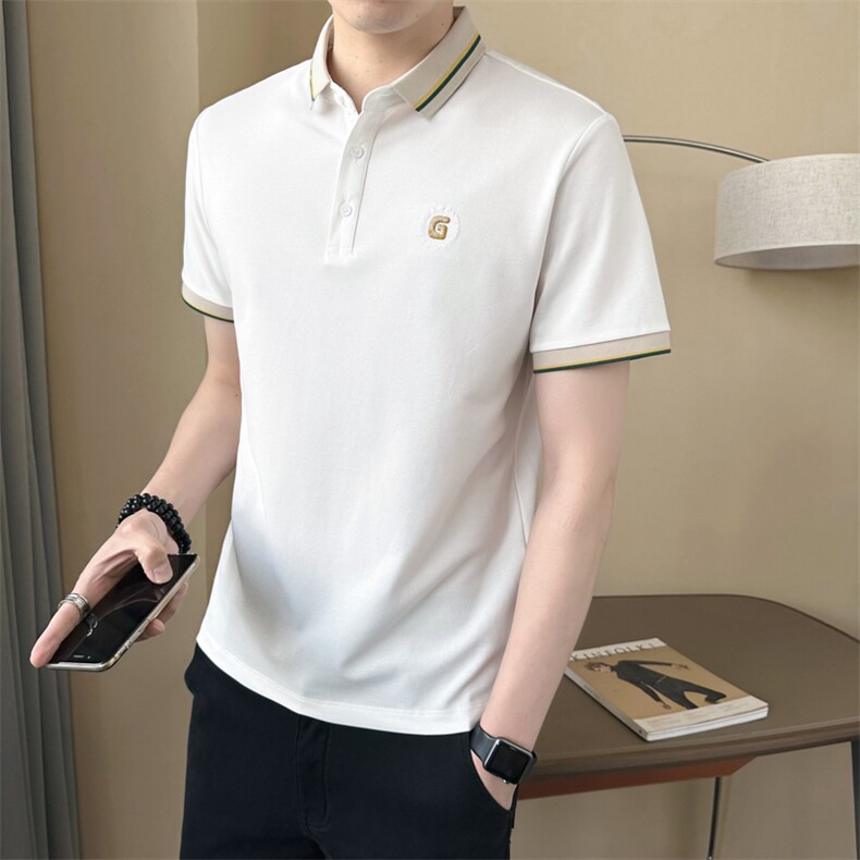 polo衫短袖男士2025夏季新款修身透气珠地棉男士半袖T恤翻领夏装,男装T恤,星座414（原B263）