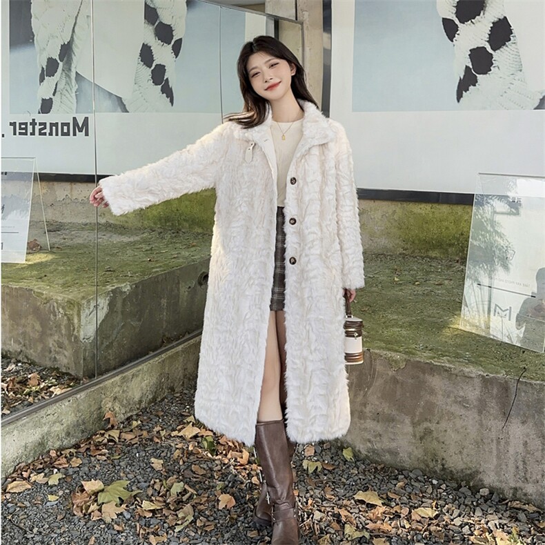 加厚环保水貂绒外套女2025冬季新款羊羔毛皮草大衣中长皮毛一体,女装皮草,2C229