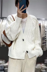气质简约百搭休闲秋冬新款女针织两扣开衫长袖，女装针织衫/毛衣，悦玛羊绒