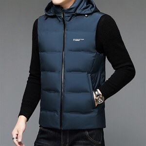 2022高品质冬装连帽羽绒服90鸭绒保暖马甲男士背心 SQ1057-P170图片