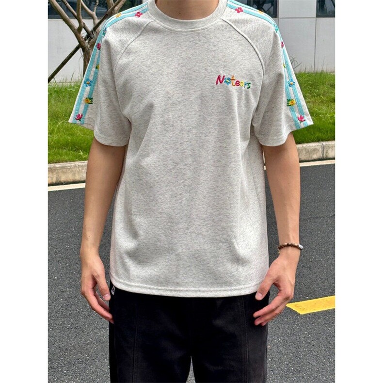 M555-P35刺绣复古美式休闲上衣宽松潮流百搭短袖T恤男女同款,男装T恤,星座617A-1（原B318A）