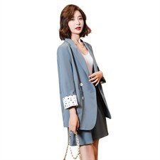 2021年初秋装新款女韩版粉色英伦风气质西装外套时尚西服套装，女装套装/套裙，寒都衣屋