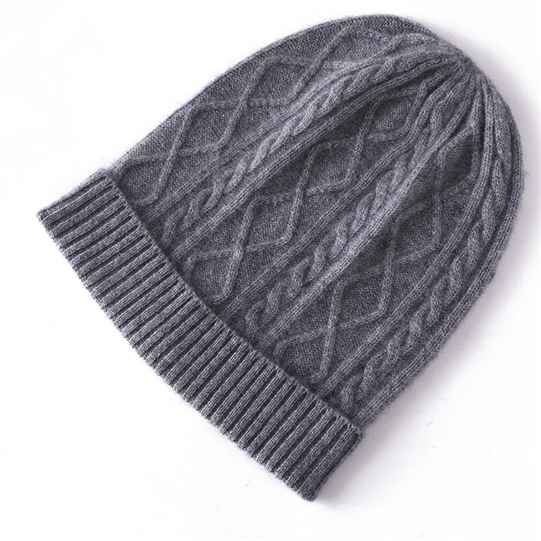 秋冬新款三色可选经典绞花纹理D10针织帽子35%，帽子，大洋妞羊绒二店