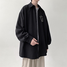 宽松百搭挂链长袖衬衫男KD630-P30，男装衬衫，电商D312-1