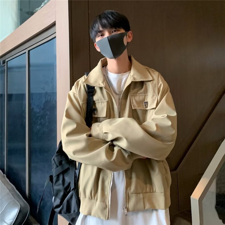 F556P58秋冬男装夹克休闲男生外套棕色潮牌图片