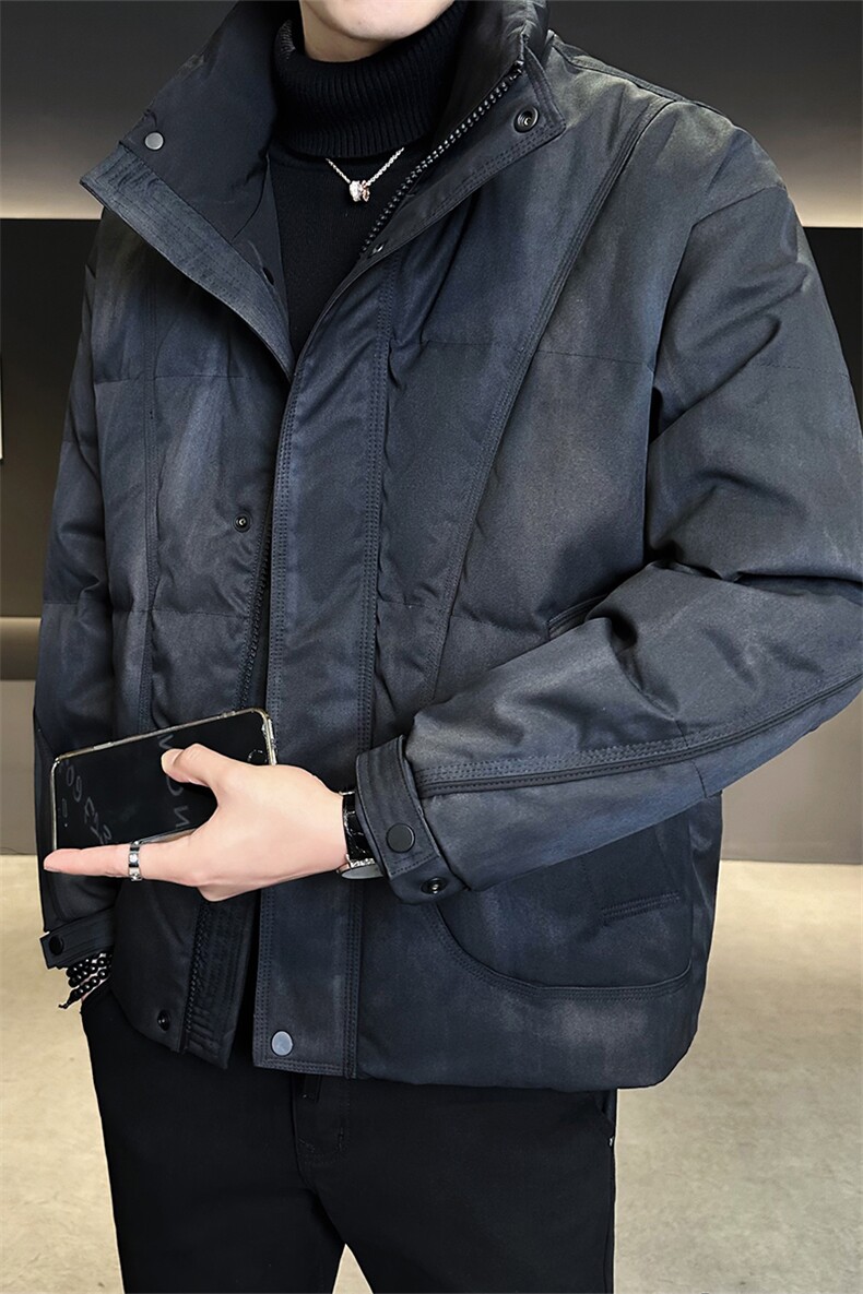 标50绒店主风冬季男士扎染立领羽绒服宽松保暖外套908-P225,男装羽绒服,电商B338
