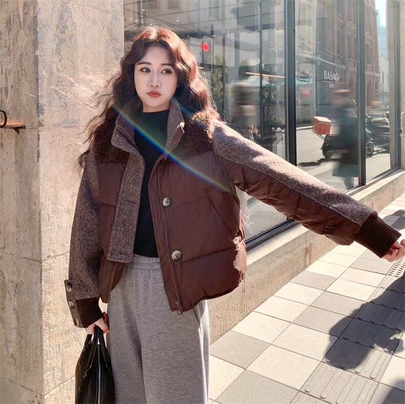 有货撞色拼接90绒内里羽绒服2C090-9011-P275-K418,女装羽绒服,2C090