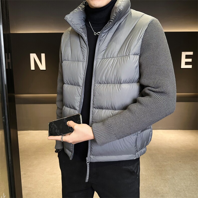 90绒-冬季新款潮流高级感针织袖羽绒服男外套25A-M-3XL-P245,男装羽绒服,电商B255