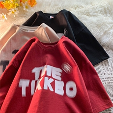 纯宽松半袖上衣休闲中性ins情侣字母印花短袖T恤D328-T391-P28，女装T恤，电商D328