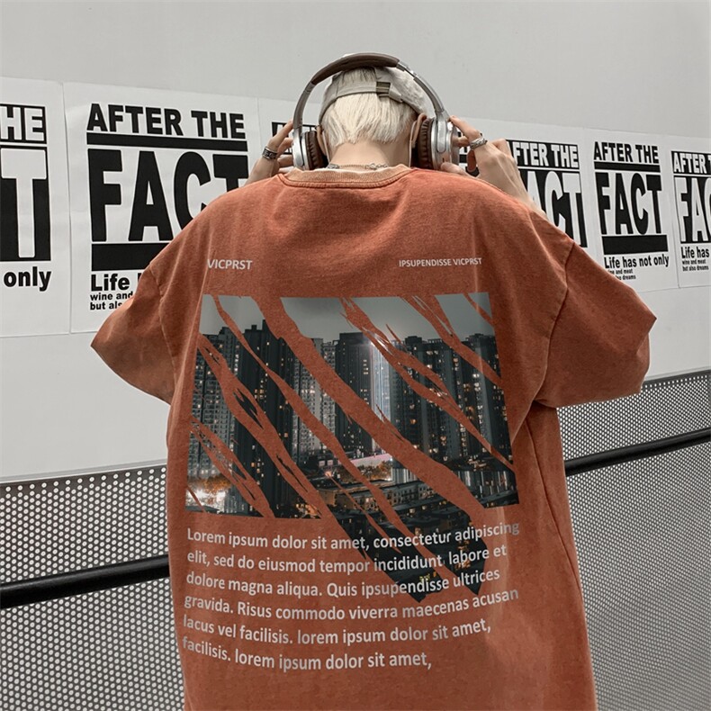 蜡染潮牌宽松短袖t恤美式复古高街水洗做旧517A-2-SX202-P38,男装T恤,星座517A-2