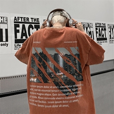 蜡染潮牌宽松短袖t恤美式复古高街水洗做旧517A-2-SX202-P38，男装T恤，星座517A-2