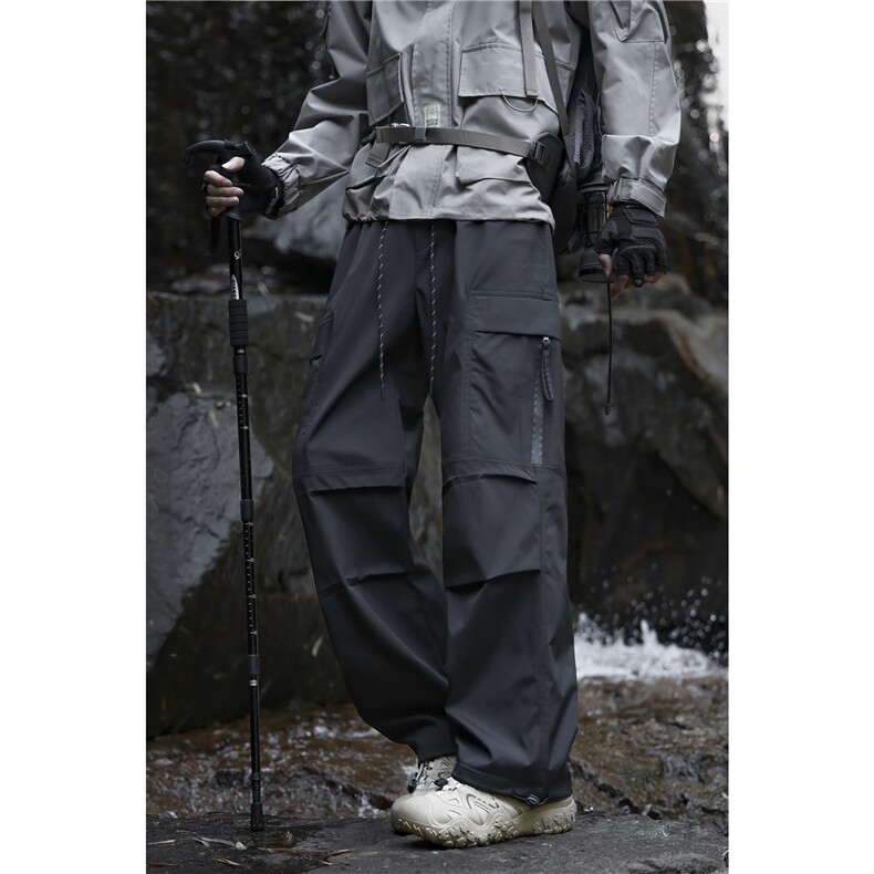 秋款男休闲裤工装拉链口袋抽绳宽松冲锋长裤大码S-5XLh10036P45，男装工装外套，星座1013-1