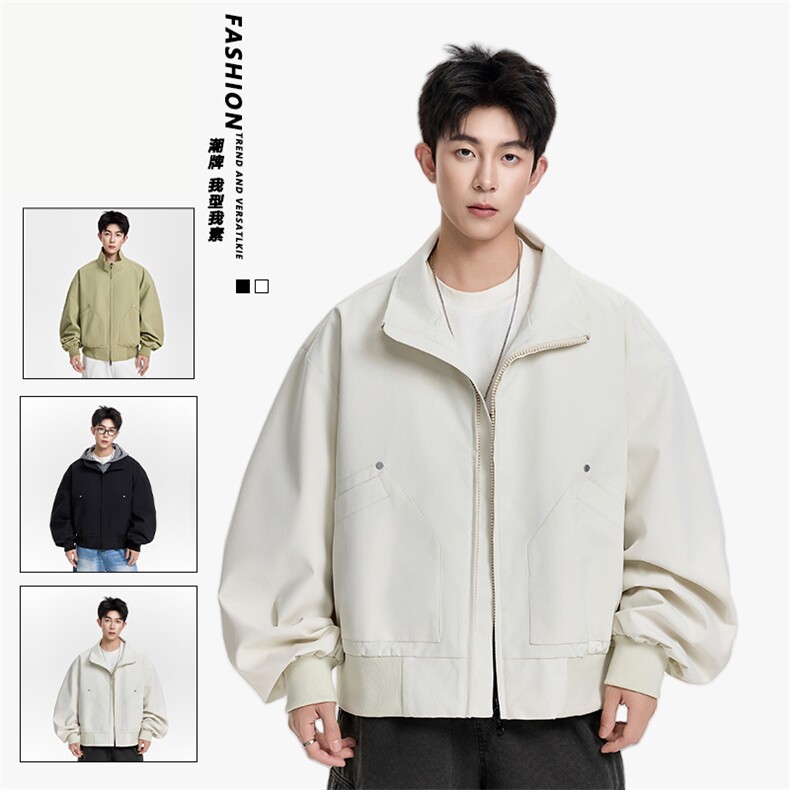 立领夹克外套男2025秋季宽松纯色大口袋工装外套JS5610-P78图片
