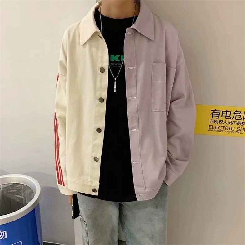 秋冬新款潮流拼接撞色猫头帅气夹克潮牌宽松男装外套W1401-P52,男装夹克,星座512-2