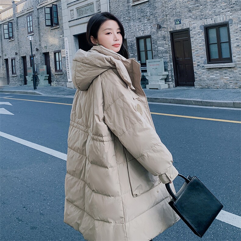 现货贴标工装中长款羽绒服50绒图片
