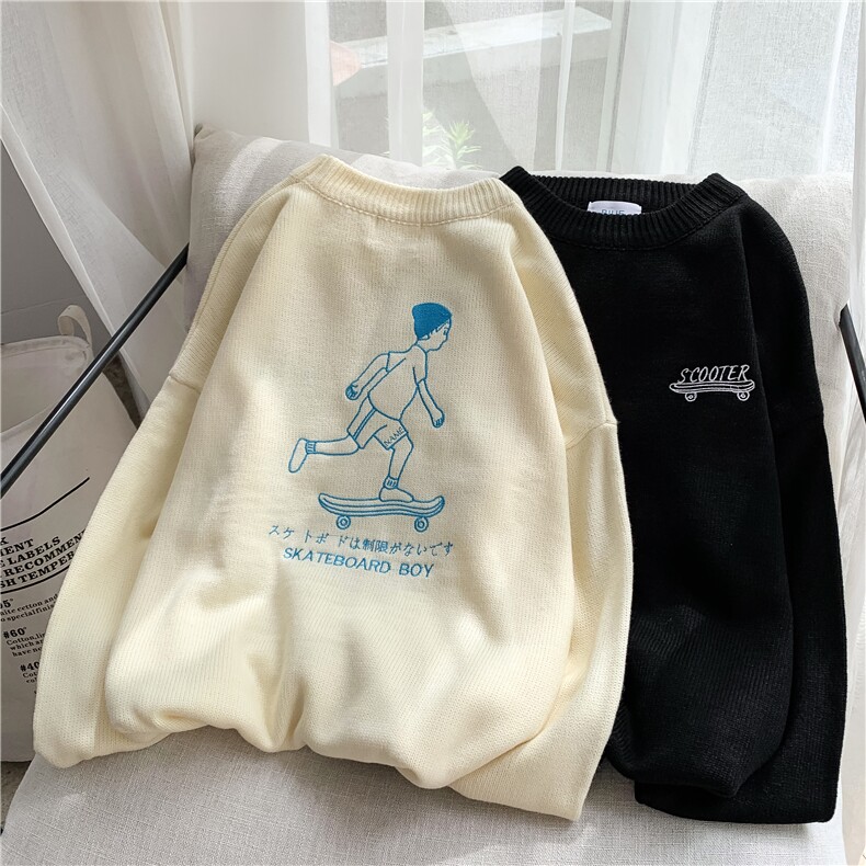 秋冬韩版滑板刺绣宽松情侣针织衫毛衣男1023/,男装针织衫/毛衣,星座1501