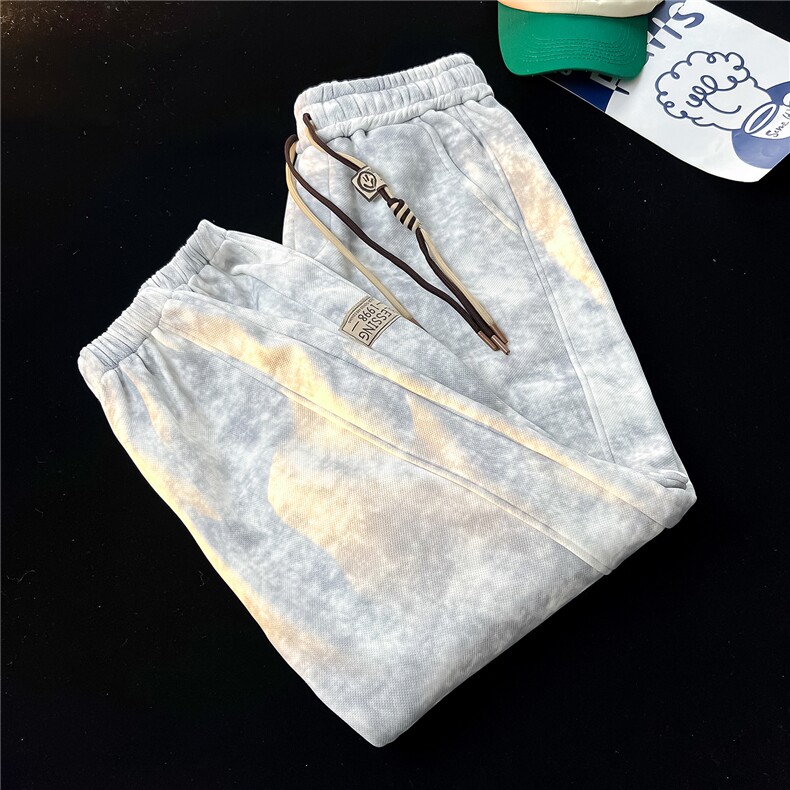 8XL-M痞帅脏脏束脚休闲卫裤男春季大码裤子KZ022特价P40图片