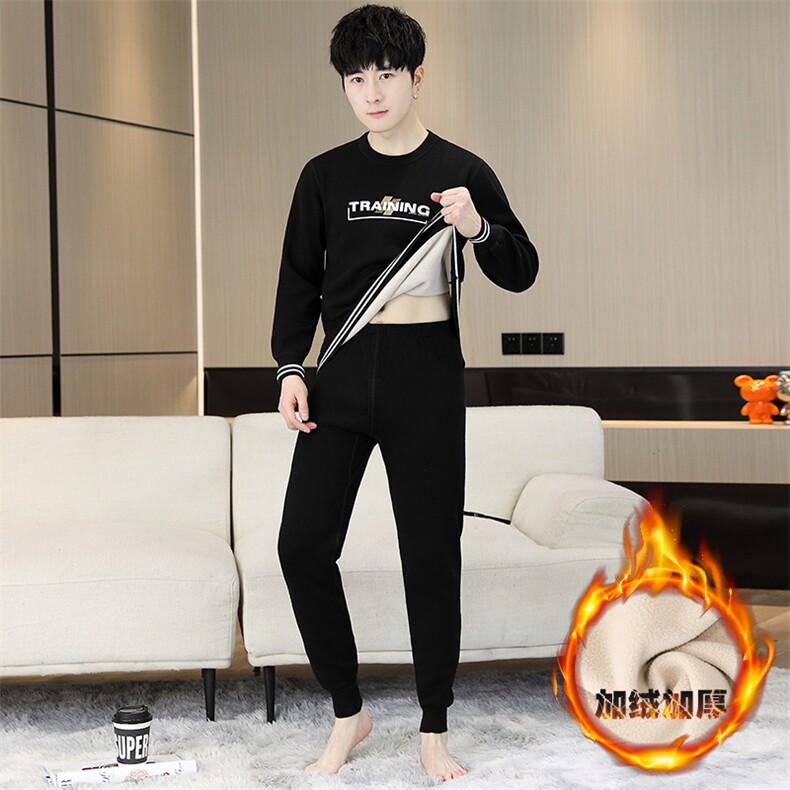 男士秋衣秋裤青少年学生保暖内衣加绒加厚套装TZ1103-P67,男装棉衣,星座310B-3