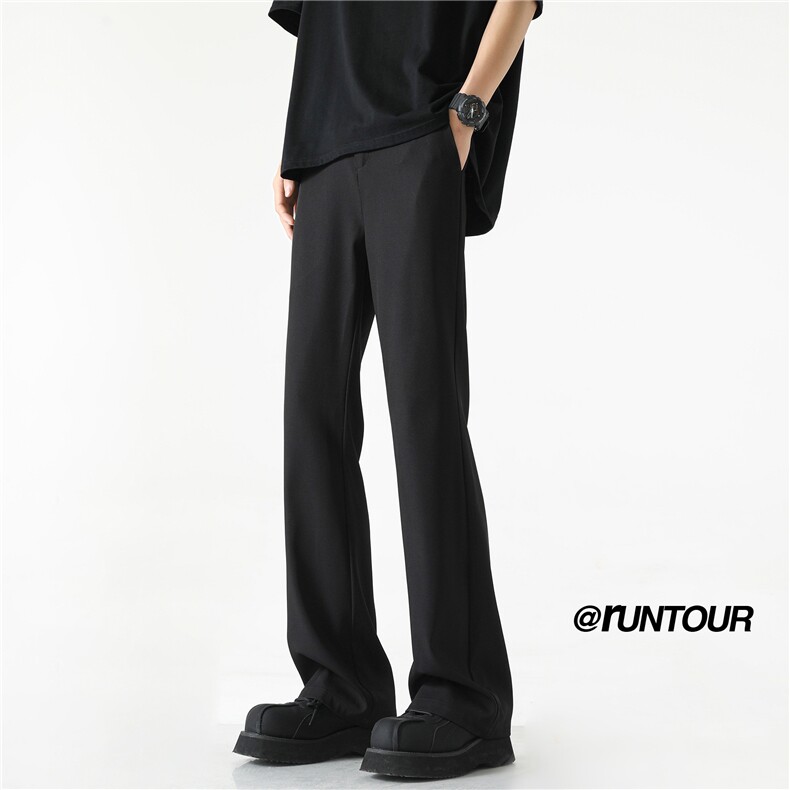 冰丝西裤男夏季薄垂感直筒微喇美式高街阔腿裤A166-K06-特P35控59，男装西裤，电商A166