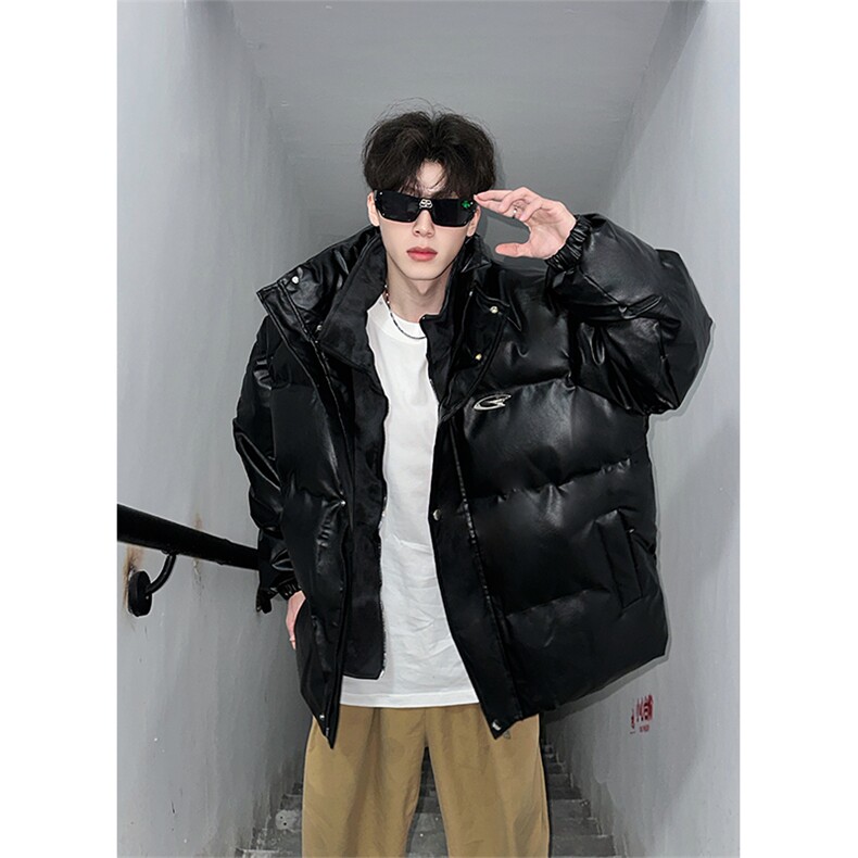 405A美式高街个性金属设计假两件pu皮棉服MY24925-P155控188,男装棉衣,星座405A