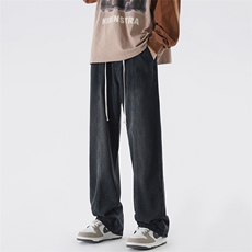 港风美式高街复古水洗阔腿拖地牛仔裤男潮XZ213-DK2000-P55控68，男装牛仔裤，星座213