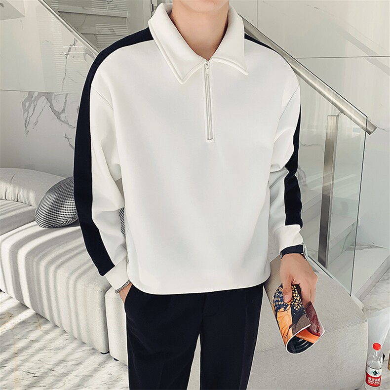 黑色2023春装社会小伙修身翻领拼色卫衣男潮WY05-P65控价98,男装卫衣,电商A108
