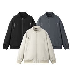 秋季新款宽松棒球领夹克男纯色上衣外套DSA157B-JK7925-特P63，男装夹克，电商A157B