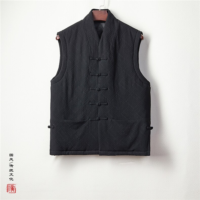 秋冬新款风男装棉麻提花男士棉马甲MJ106P130图片