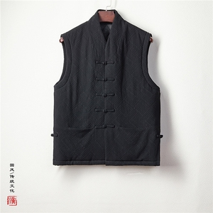 秋冬新款风男装棉麻提花男士棉马甲MJ106P130图片