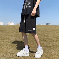 抖音品质重磅菠萝格字母印花短裤男宽松大码五分裤NK121-P45控58，男装休闲裤，星座808A-1