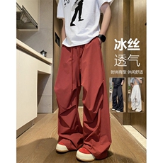 抖音品质夏季新款冰丝伞兵裤宽松休闲裤B315-K25757-特p35控68，男装休闲裤，电商B315