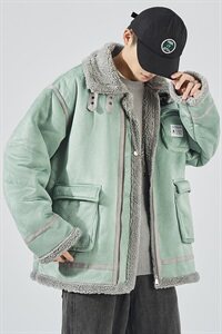 秋冬季新款皮毛一体潮流时尚羊羔毛休闲男棉衣外套MY14/P115图片