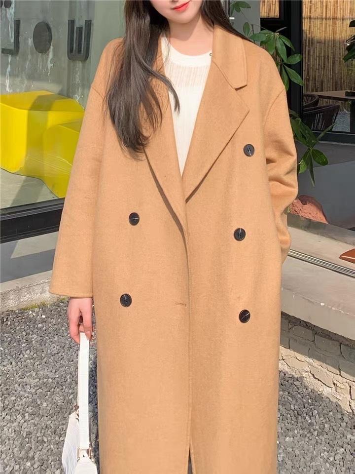2022新款欧美范儿时尚大方羊毛双面呢大衣,女装其它,L·H·X
