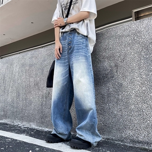 美式高街复古小众设计牛仔裤男痞帅百搭直筒宽松长裤子N80611-p52图片