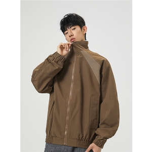 美式罗纹拼接袖子褶皱大码M-5XL教练夹克男JK78056P69控105图片