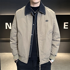 标50绒2025冬季跑量新款男士假两件老钱风翻领白鸭绒羽绒服夹克，男装夹克，电商A225